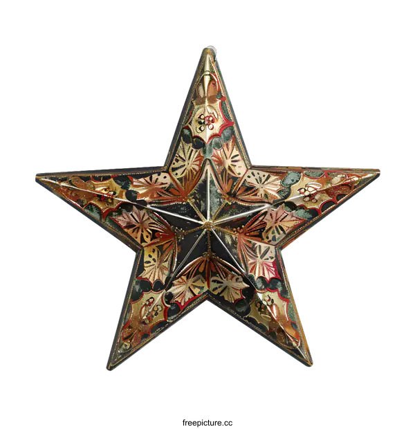 [Transparent Background PNG]Ornamental Gold and Black Star Shaped Christmas Decoration