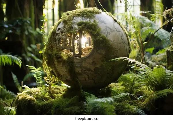 A Mystical Forest Portal: Unveiling a Verdant Globe