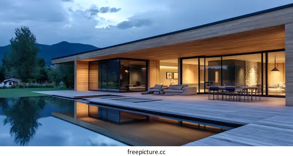 Modern House with Infinity Pool and Mountain View
