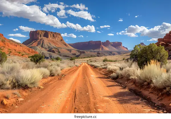 Dirt Road Leading Through Red Rock Canyon