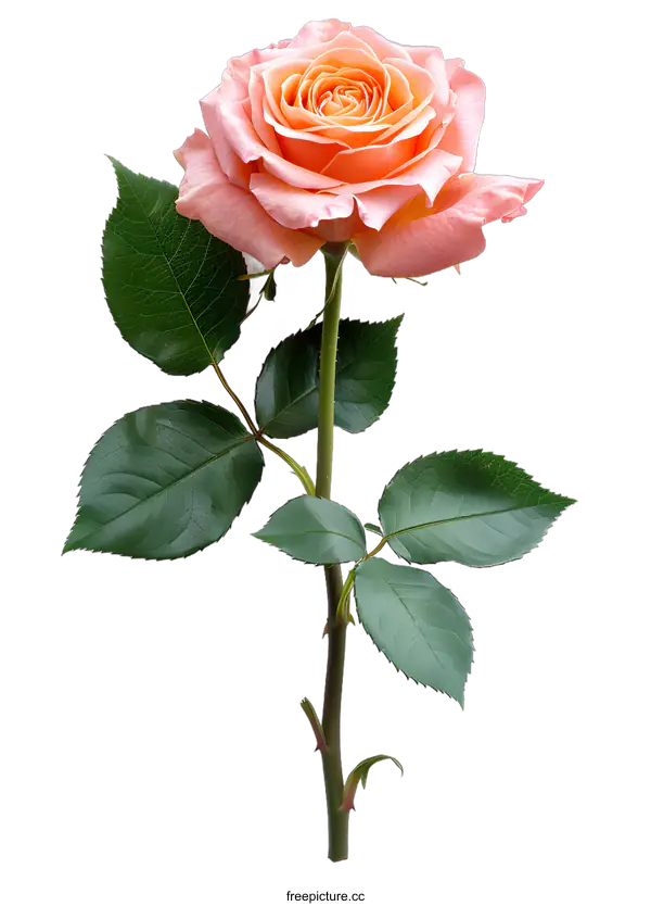 [Transparent Background PNG]single pink rose on white background
