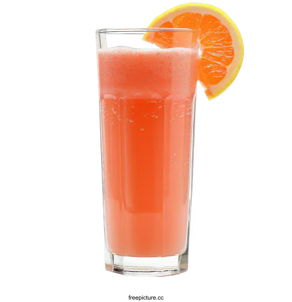 [Transparent Background PNG]A glass of pink grapefruit juice with a slice of grapefruit on the rim