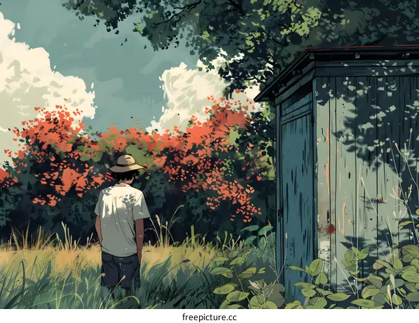 Man in a Hat Standing in a Field