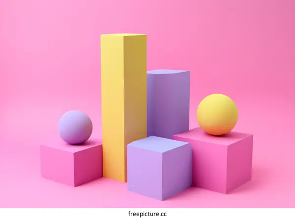 Abstract Geometric Shapes  3D Rendering Minimalist Background