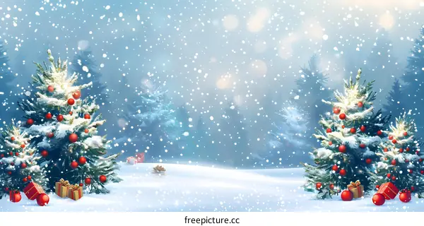 Christmas Snow Scene Illustration