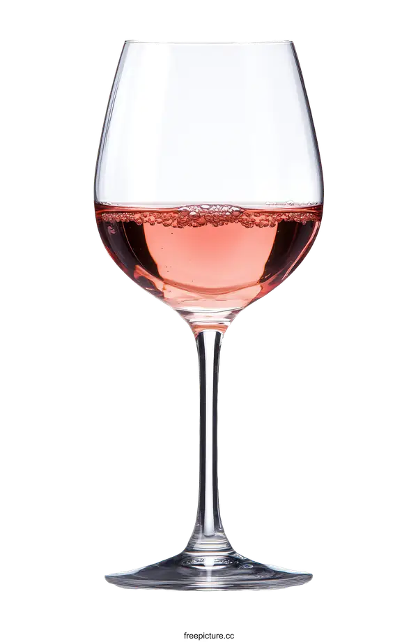 [Transparent Background PNG]Elegant Pink Wine Glass with Sparkling Liquid