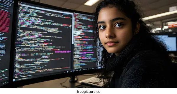 Young Woman Programmer Looking at the Camera