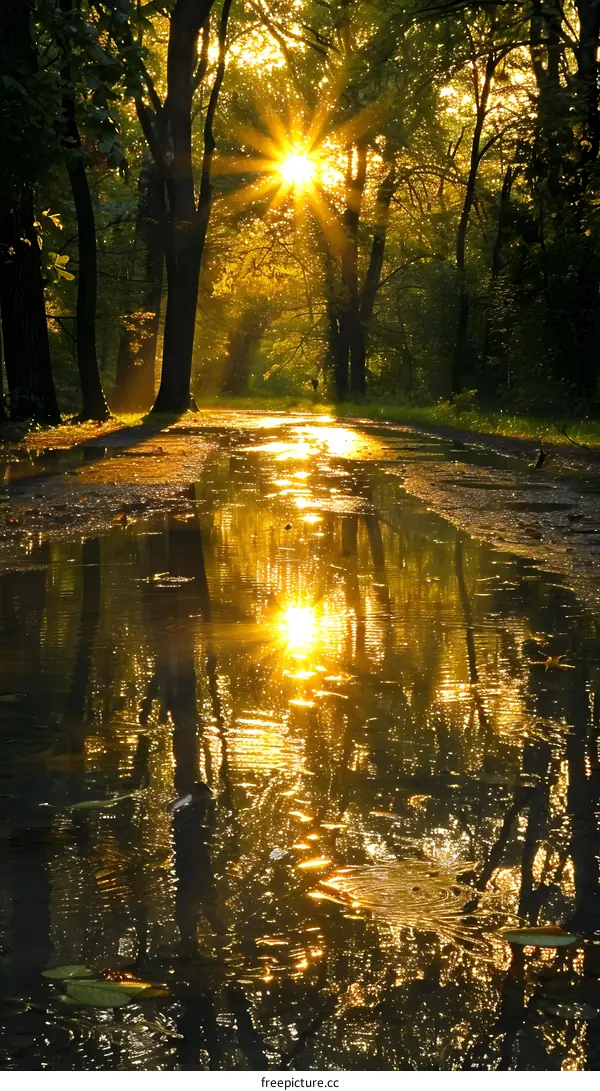 The golden forest path