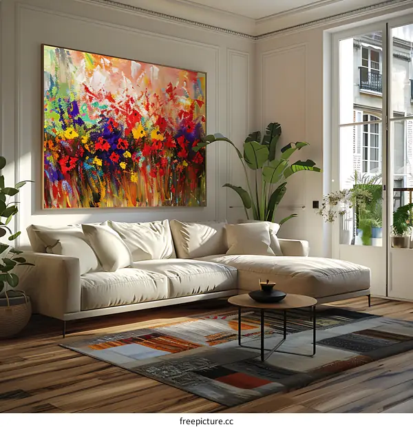 Abstract painting in a modern living room