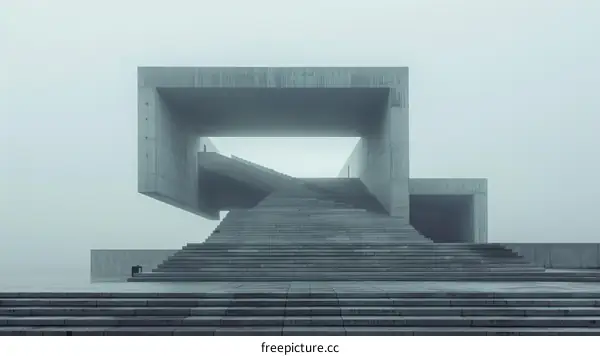 Modern Minimalist Concrete Building with Staircase