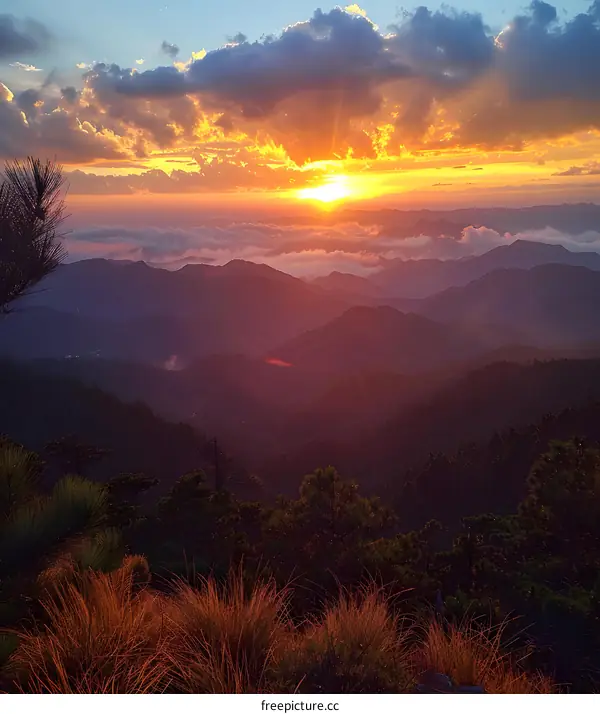 Sunset over the mountains