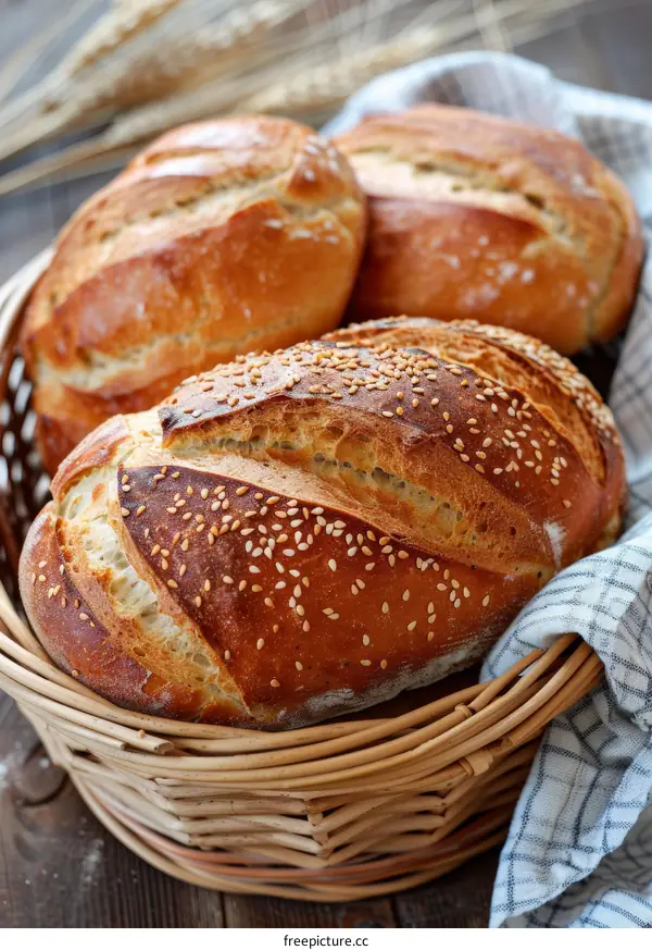 Freshly Baked Bread in a Basket