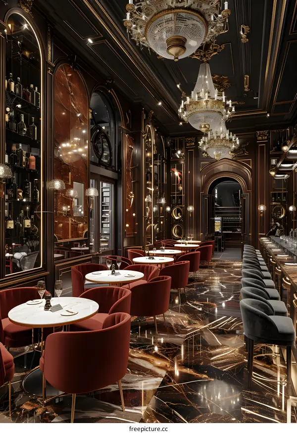 Luxury Bar Interior Design with Gold Accents