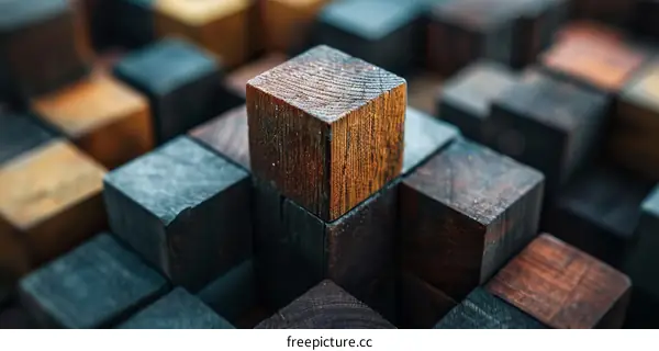 Stacked Wooden Blocks in Various Shades