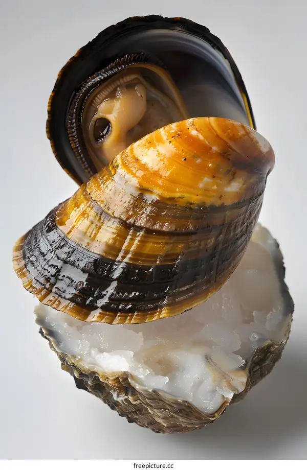 Freshwater Mussel Shells on White Background