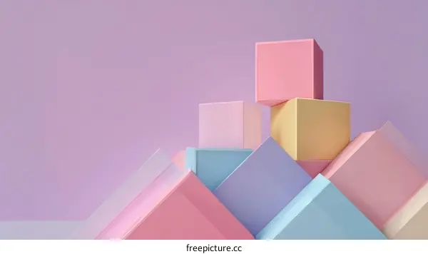 Abstract Geometric Shapes Pastel Color Blocks