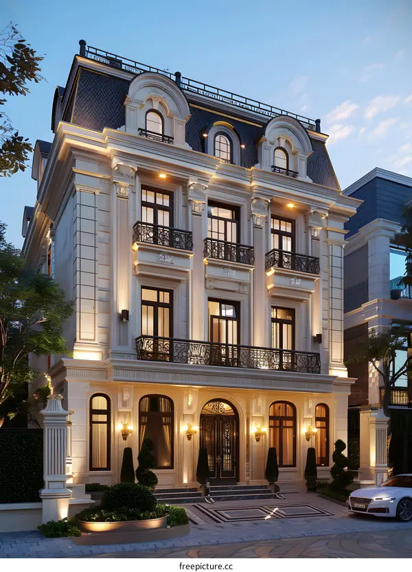European-style three-story villa