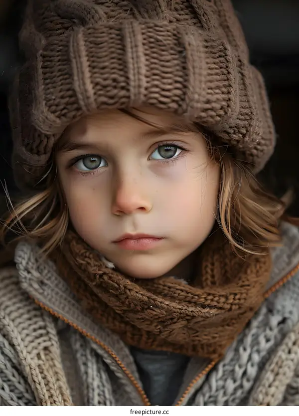 portrait of a beautiful child with green eyes