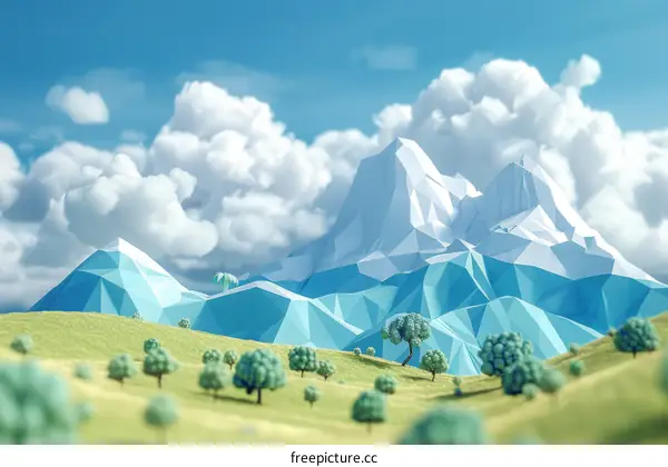 Blue mountains and green hills