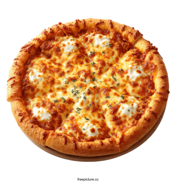 [Transparent Background PNG]Delicious Cheese Pizza on Wooden Plate