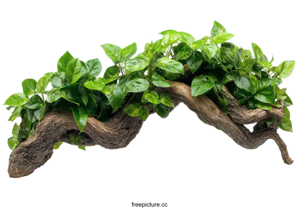 [Transparent Background PNG]Beautiful Arrangement of Green Plants on Driftwood