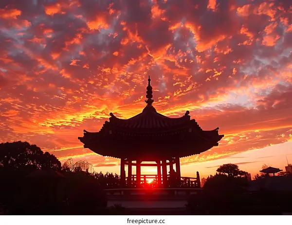Pavilion under the sunset