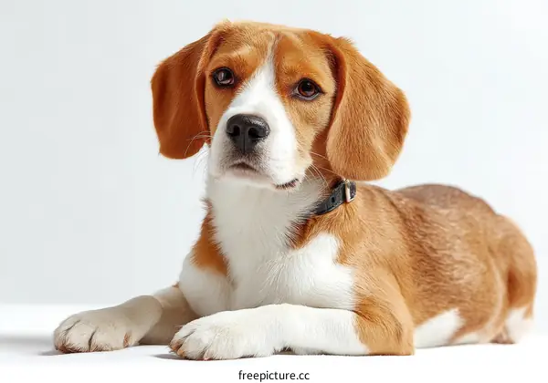 Beagle Puppy Portrait on White Background