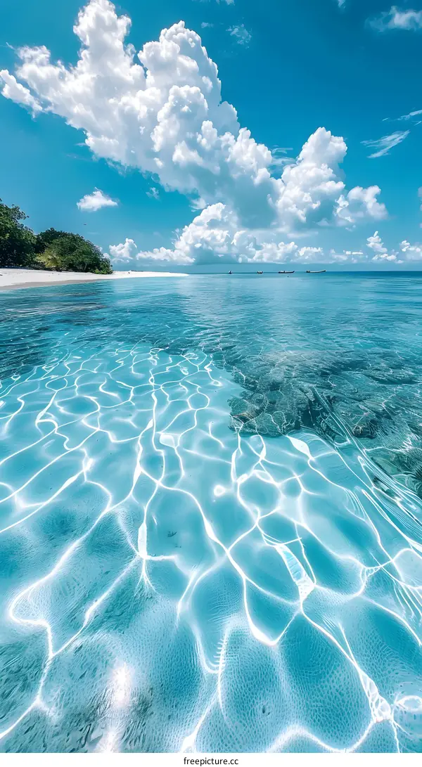 Crystal Clear Water Surface with Sunlight Reflections