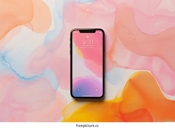 Phone Mockup on Colorful Abstract Background