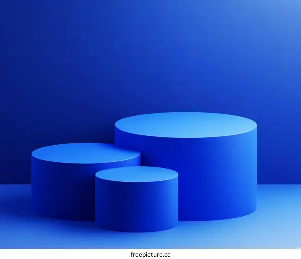 Abstract Blue Cylindrical Display Podiums