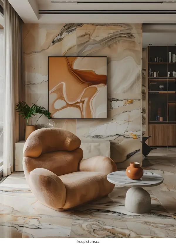 Modern Living Room Interior Design with Abstract Art