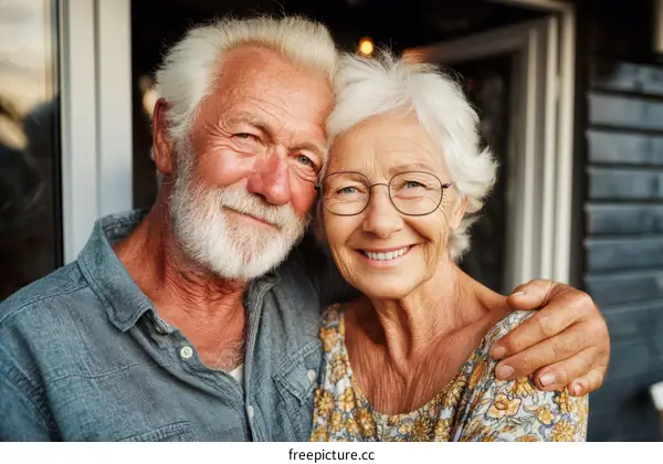 Happy Senior Couple Portrait Outdoors