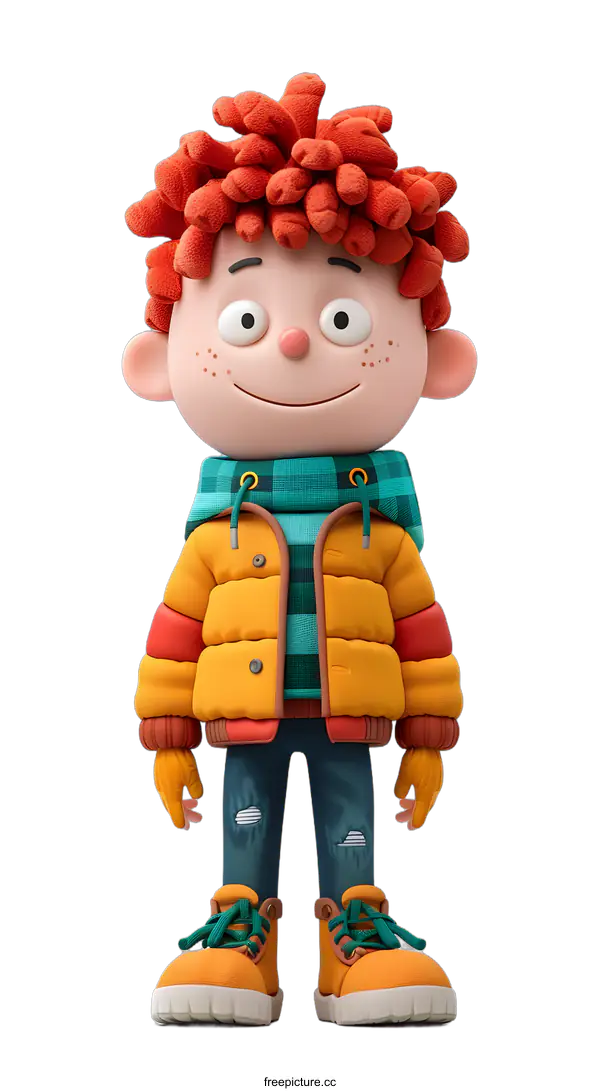 [Transparent Background PNG]Smiling Boy in Winter Clothes