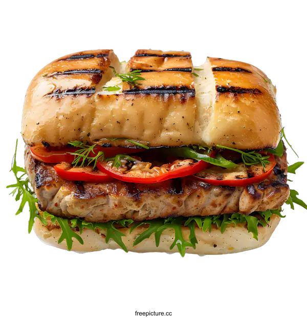 [Transparent Background PNG]Grilled Chicken Sandwich on White Background