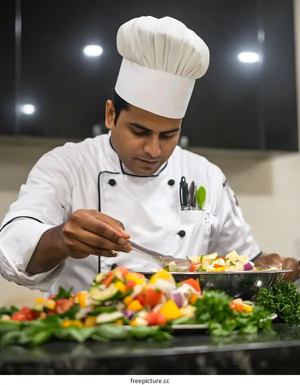 Indian Chef Preparing Food in the Kitchen