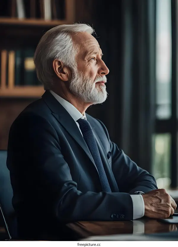 Mature Businessman In Suit Contemplating the Future