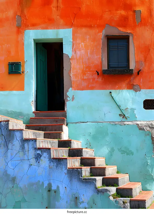 Old Building With Peeling Paint and Open Door