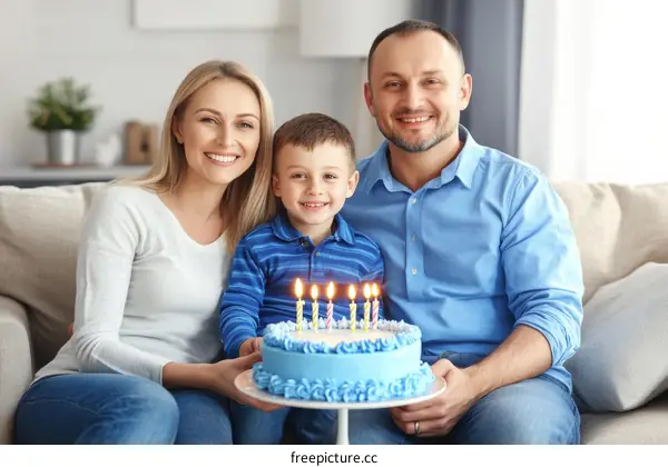 Happy Birthday Family Celebration with Cake