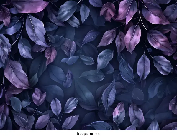 Purple and Blue Leaves Background Pattern