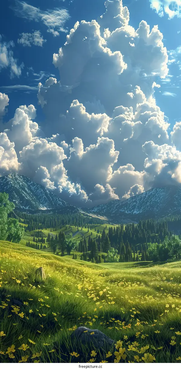 A Beautiful Mountain Valley Under a Cloudy Sky