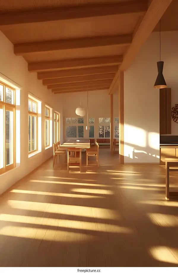 Modern Wooden Beams Ceiling Dining Room Interior Design