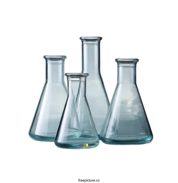 [Transparent Background PNG]Clear Glass Laboratory Flasks Scientific Equipment