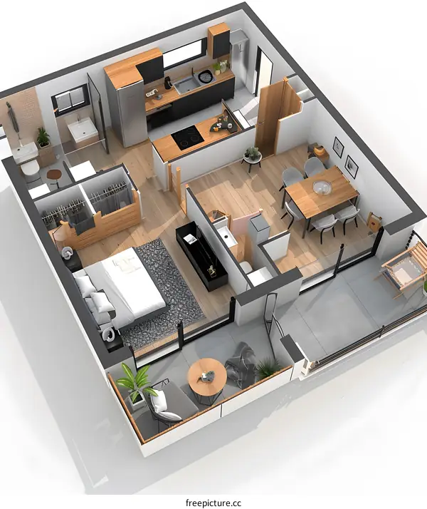 Modern Apartment Floor Plan with Balcony