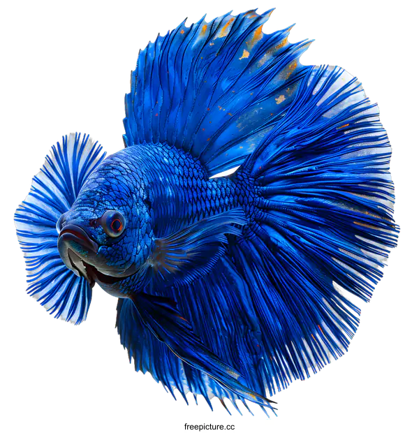 [Transparent Background PNG]A blue betta fish with a white background