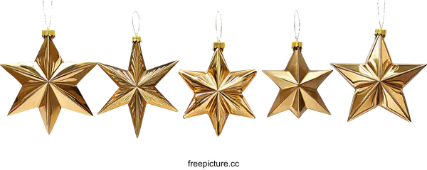 [Transparent Background PNG]Golden Christmas Star Ornaments Set