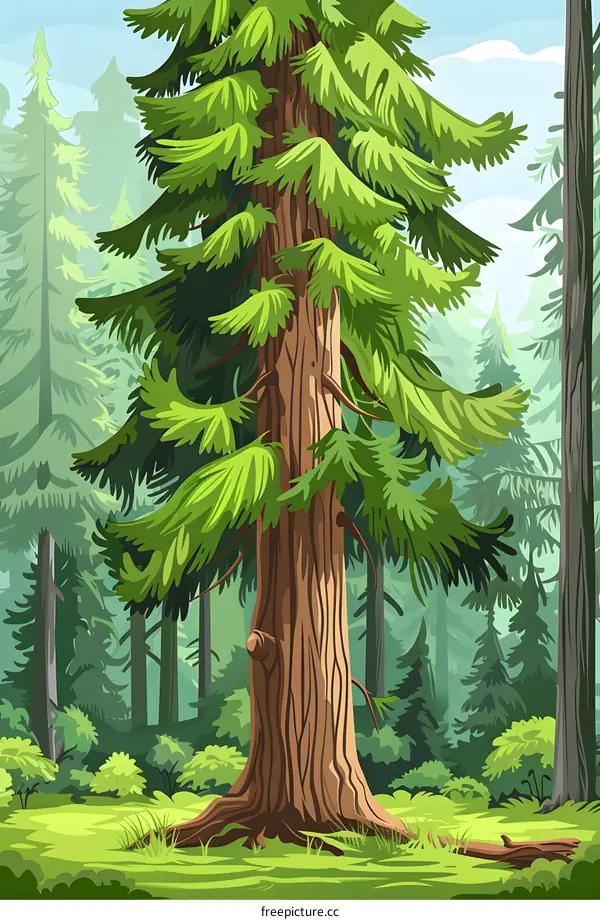 Tall Evergreen Tree in the Forest