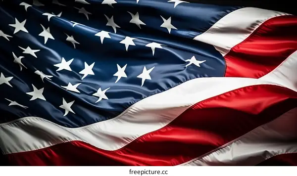 A beautiful American flag waving in the wind