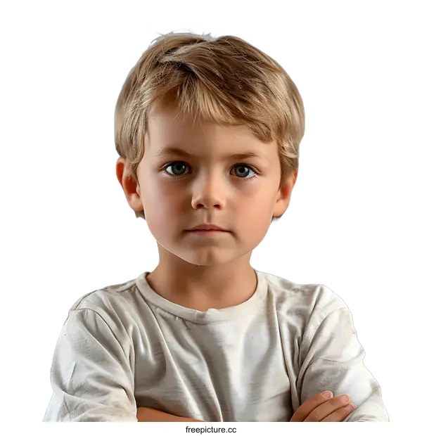 [Transparent Background PNG]Portrait of a Young Boy with Blonde Hair