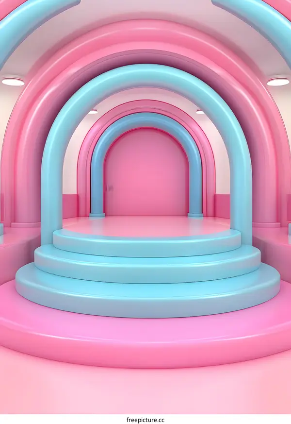 Abstract Pink and Blue 3D Archway Design