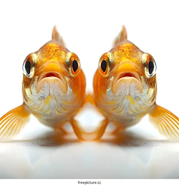 Two Goldfish Facing Forward